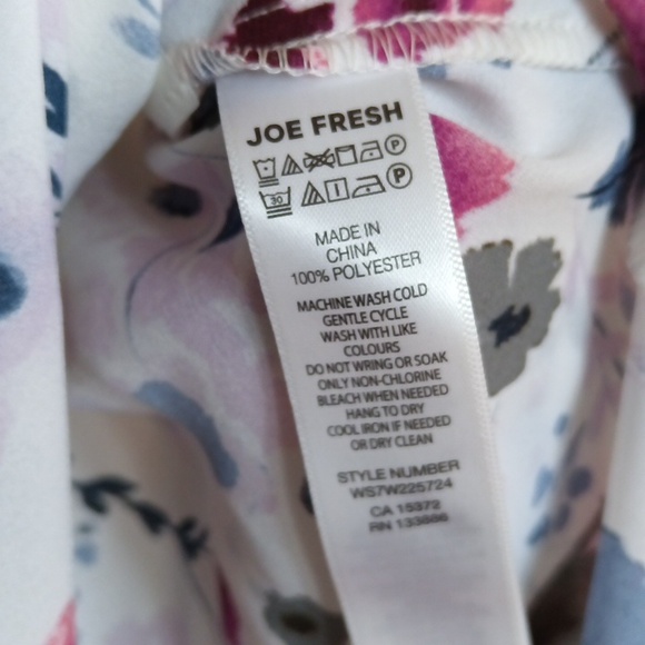 P19" L28" Joe Fresh Multicolor Floral High-low Round Hem Women's Blouse - Picture 11 of 17